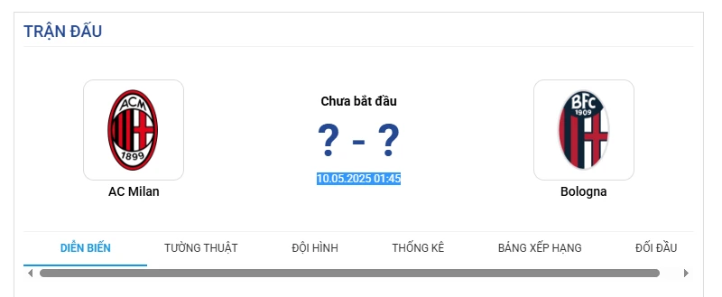 01h45 ngày 10/5/2025, vòng 36 Serie A